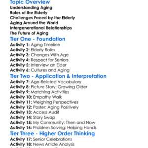 Aging And Elderly In Societies Worksheet Activity Booklet