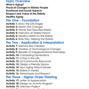 Aging And Elderly Worksheet Activity Booklet