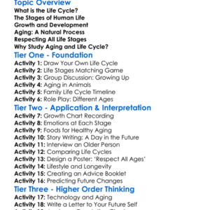 Aging And Life Cycle Worksheet Activity Booklet