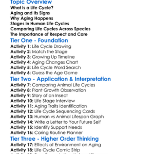 Aging And Life Cycles Worksheet Activity Booklet