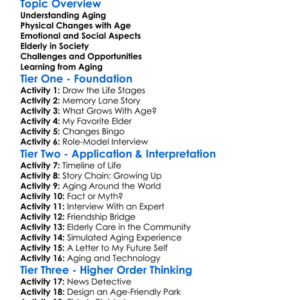 Aging And Society Worksheet Activity Booklet