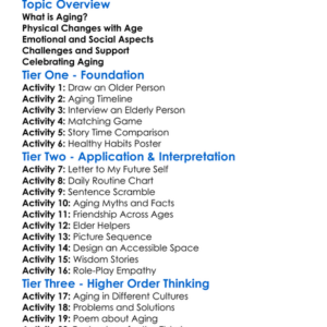 Aging And The Elderly Worksheet Activity Booklet