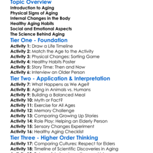 Aging And The Human Body Worksheet Activity Booklet