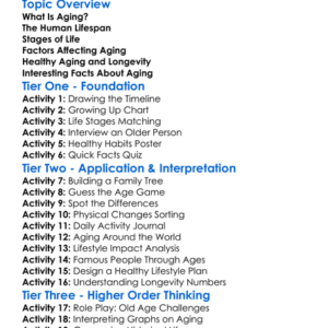 Aging And The Human Lifespan Worksheet Activity Booklet