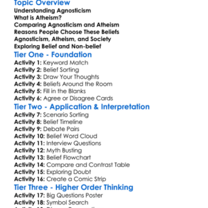 Agnosticism And Atheism Worksheet Activity Booklet