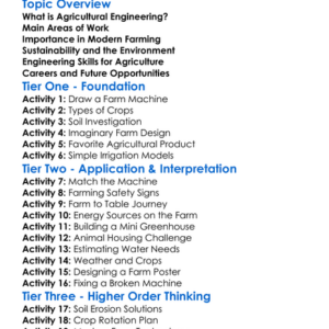 Agricultural Engineering Basics Worksheet Activity Booklet