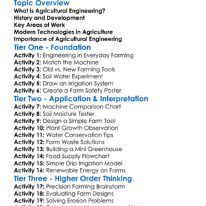 Agricultural Engineering Worksheet Activity Booklet