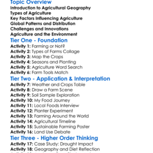 Agricultural Geography Worksheet Activity Booklet