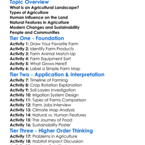 Agricultural Landscapes Worksheet Activity Booklet