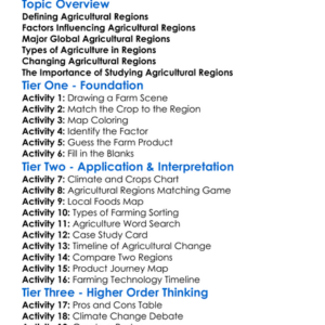 Agricultural Regions Worksheet Activity Booklet