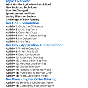 Agricultural Revolution Worksheet Activity Booklet