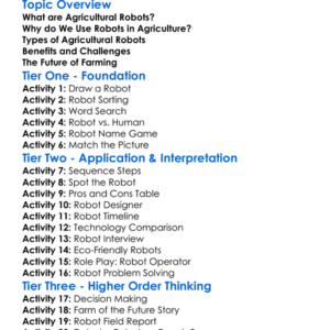 Agricultural Robots Worksheet Activity Booklet