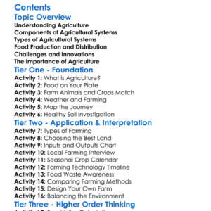 Agricultural Systems And Food Production Worksheet Activity Booklet