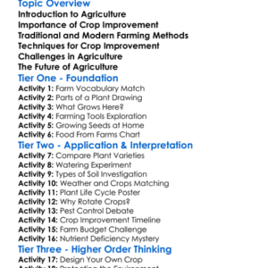 Agriculture And Crop Improvement Worksheet Activity Booklet