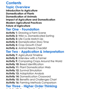 Agriculture And Domestication Of Plants And Animals Worksheet Activity Booklet