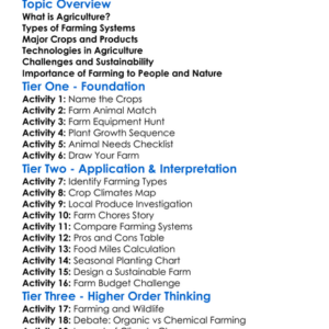 Agriculture And Farming Systems Worksheet Activity Booklet