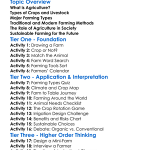 Agriculture And Farming Types Worksheet Activity Booklet