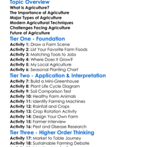 Agriculture Worksheet Activity Booklet
