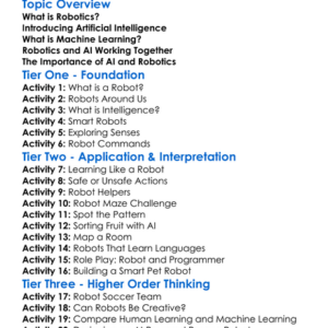 Ai And Machine Learning In Robotics Worksheet Activity Booklet