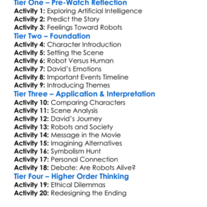 Ai Artificial Intelligence 2001 Worksheet Activity Booklet