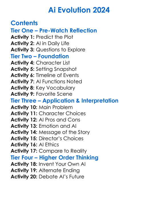 Ai Evolution 2024 Worksheet Activity Booklet