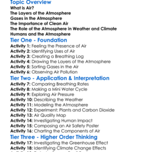 Air And Atmospheric Composition Worksheet Activity Booklet