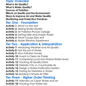 Air And Water Quality Worksheet Activity Booklet