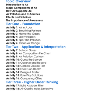 Air Composition And Pollution Worksheet Activity Booklet