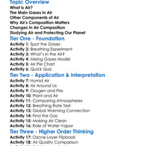Air Composition Worksheet Activity Booklet