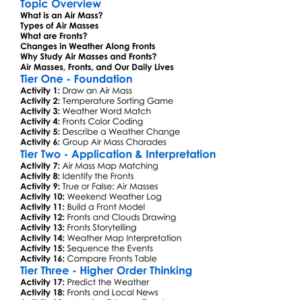 Air Masses And Fronts Worksheet Activity Booklet