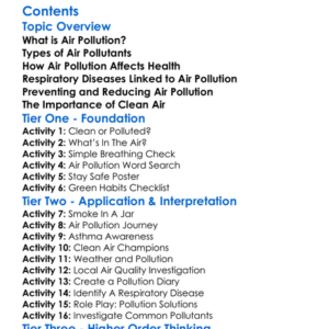 Air Pollution And Respiratory Diseases Worksheet Activity Booklet