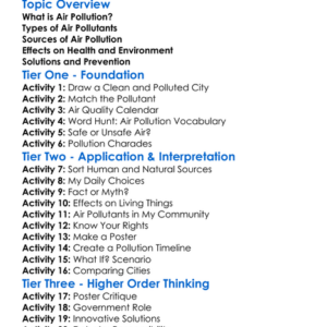 Air Pollution Worksheet Activity Booklet