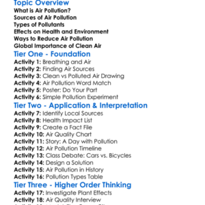Air Pollution Worksheet Activity Booklet
