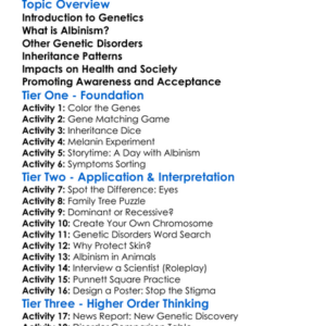 Albinism And Genetic Disorders Worksheet Activity Booklet