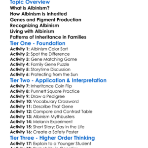 Albinism And Inheritance Patterns Worksheet Activity Booklet