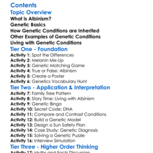 Albinism And Other Genetic Conditions Worksheet Activity Booklet