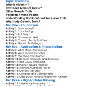 Albinism And Other Genetic Traits Worksheet Activity Booklet