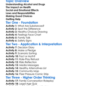 Alcohol And Drug Awareness Worksheet Activity Booklet