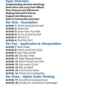 Alcohol And Drug Education Worksheet Activity Booklet