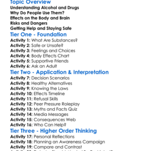 Alcohol And Drug Use Worksheet Activity Booklet