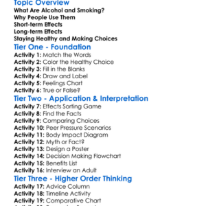 Alcohol And Smoking Worksheet Activity Booklet