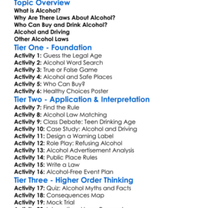 Alcohol And The Law Worksheet Activity Booklet
