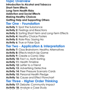 Alcohol And Tobacco Effects Worksheet Activity Booklet