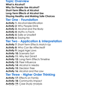Alcohol Use And Its Effects Worksheet Activity Booklet