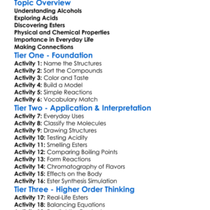 Alcohols Acids And Esters Worksheet Activity Booklet