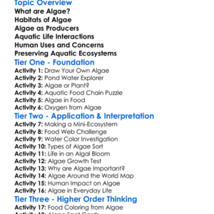 Algae And Aquatic Life Worksheet Activity Booklet