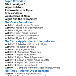 Algae And Their Applications Worksheet Activity Booklet