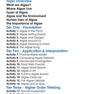 Algae And Their Importance Worksheet Activity Booklet