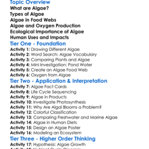 Algae And Their Role In Ecosystems Worksheet Activity Booklet