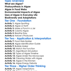 Algae And Their Roles In Ecosystems Worksheet Activity Booklet
